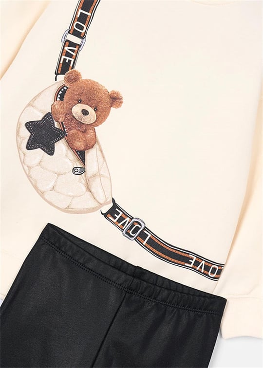 Mayoral Kız Çocuk Tayt Sweatshirt Takım Krem 4727