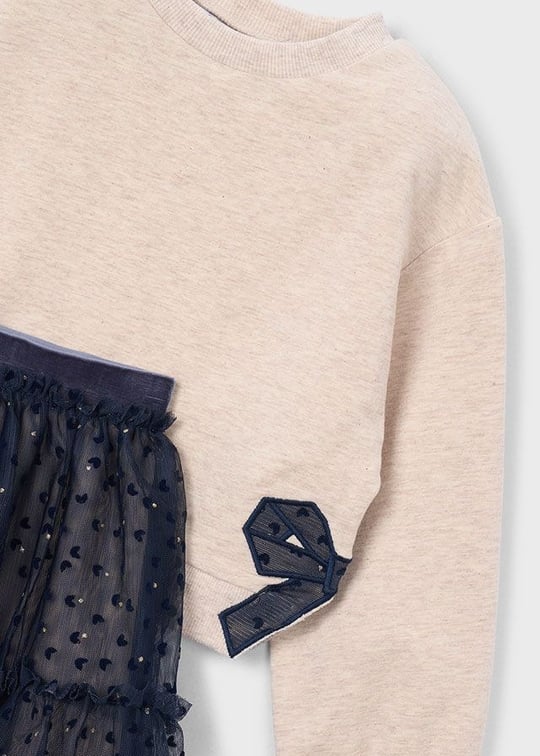 Mayoral Kız Çocuk Tül Etek Sweatshirt Takım Lacivert 4934