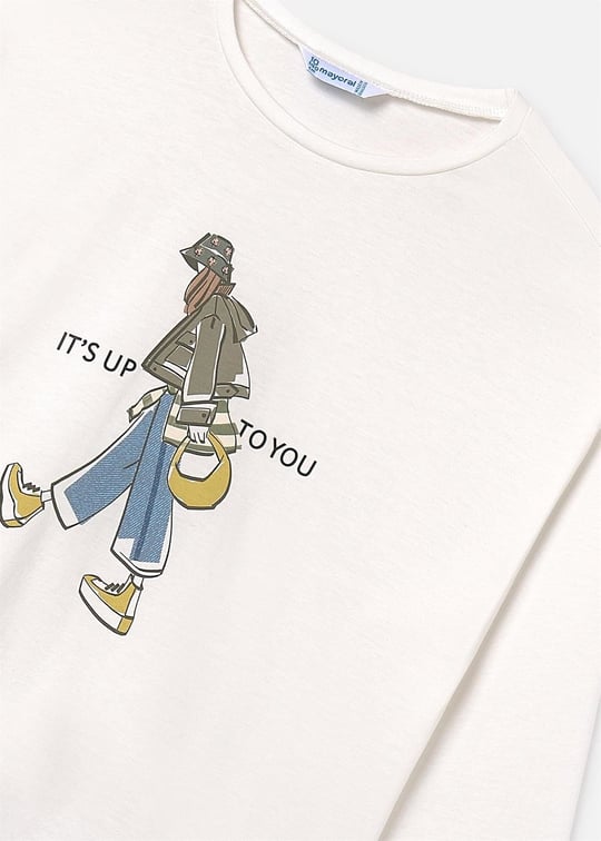 Mayoral Kız Çocuk Uzun Kol Sweatshirt Ekru 7019