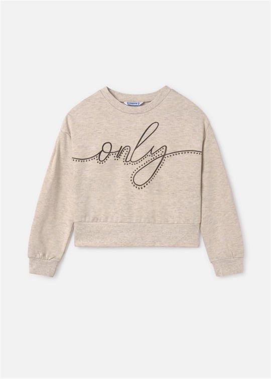 Mayoral Kız Çocuk Yazılı Sweatshirt Bej 7467