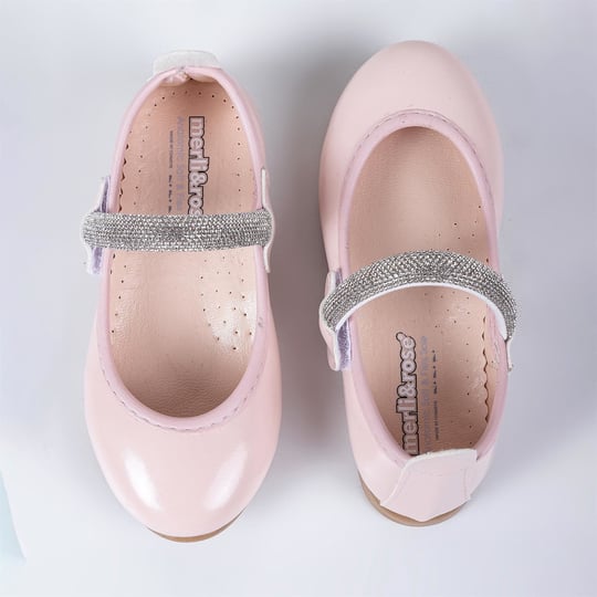 Merli&Rose Kız Çocuk Kalpli Babet Pudra Rugan P10005