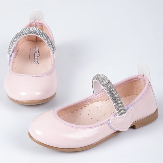 Merli&Rose Kız Çocuk Kalpli Babet Pudra Rugan P10005