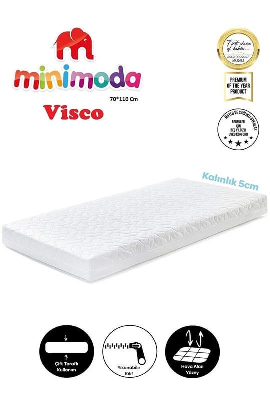 Minimoda Visco Yatak Alezli Çift Taraflı Oyun Parkı Yatağı 70*110 Cm