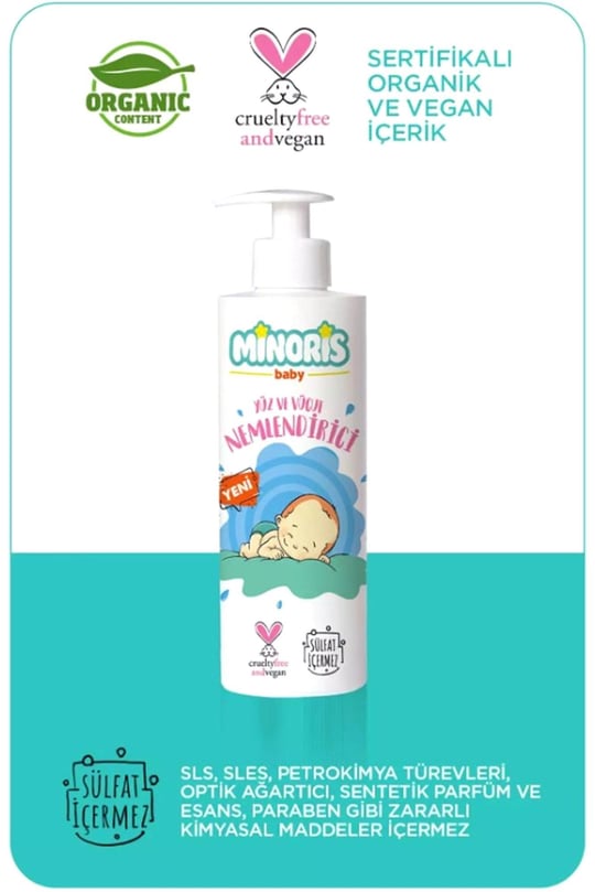 Minoris Baby Organik Bebek El Yüz ve Vücut Nemlendirici 200ml