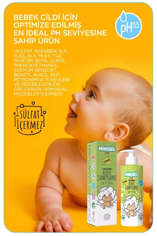 Minoris Baby Organik Bebek Saç ve Vücut Şampuanı 400ml
