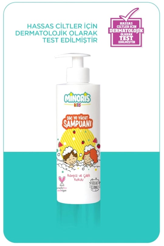 Minoris Kids Organik Saç ve Vücut Şampuanı Karpuz Çilek Kokulu 400ml