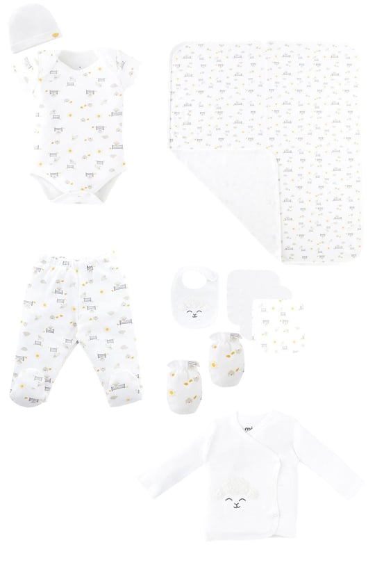 Miny Center Unisex Bebek Hastane Çıkışı Set 10'lu Beyaz MNT24U004