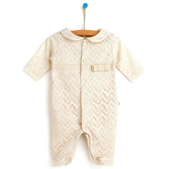 Mymio Baby Kız Bebek Dantelli Patikli Tulum Bej 5194