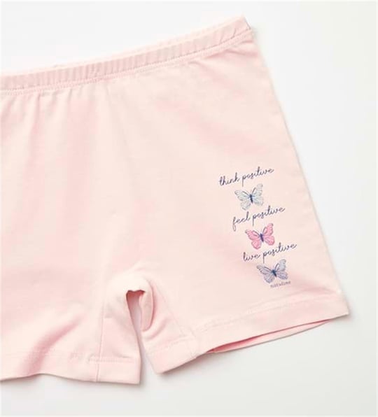 Natuline Kız Çocuk 2'li Positive Butterfly Likralı Boxer Pembe/Yeşil 5502