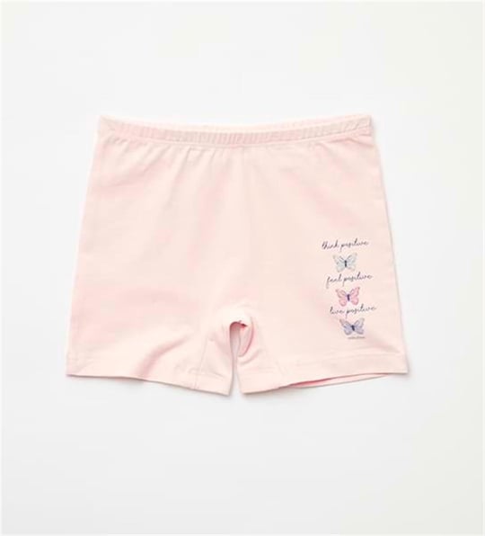 Natuline Kız Çocuk 2'li Positive Butterfly Likralı Boxer Pembe/Yeşil 5502