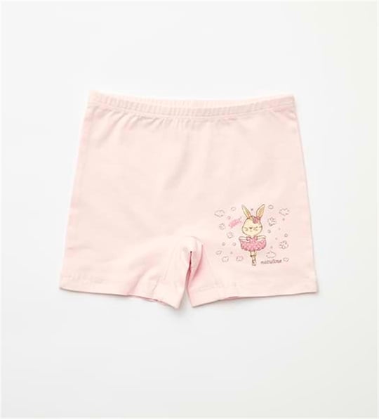 Natuline Kız Çocuk 2'li Sweft Rabbit Likralı Boxer Pembe/Sarı 5501