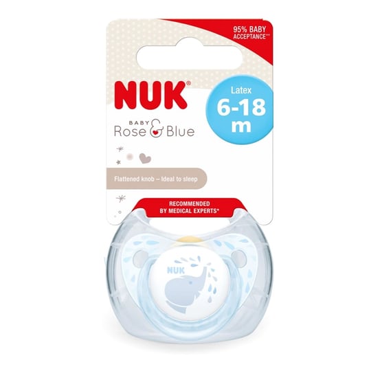 Nuk Baby Blue Kauçuk Emzik 6-18 Ay Fil Desenli 734036