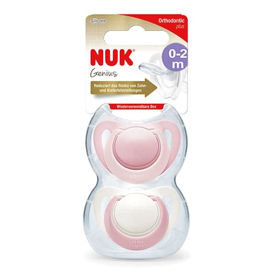 Nuk Genius Silikon Yenidoğan 2'li Emzik Kız 0-2 Ay Kutulu 730191 Pembe-Beyaz