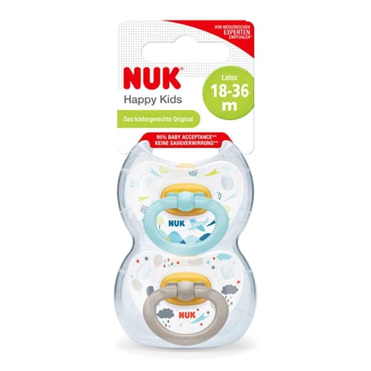 Nuk Happy Kids Kauçuk Emzik Erkek 18-36 Ay 2'li Kutu 737822 Beyaz