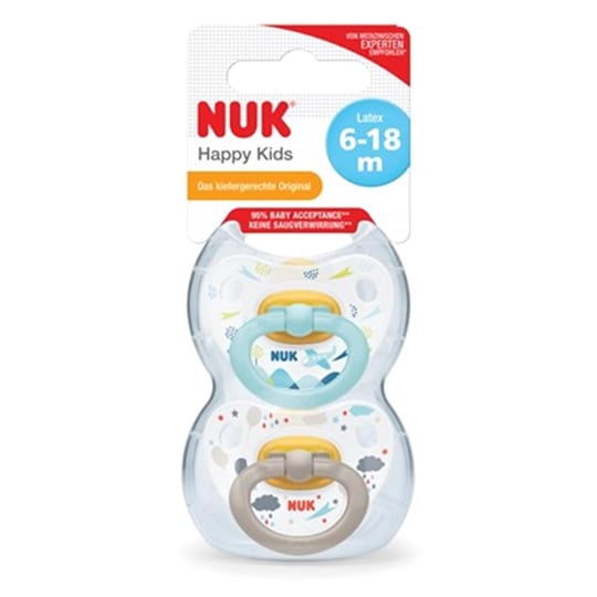 Nuk Happy Kids Kauçuk Emzik Erkek (6-18 Ay) (2li Kutu) 733094