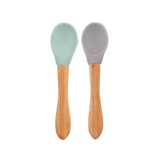OiOi Bambu Saplı 2'li Silikon Mama Kaşığı River Green/Gri 01060023