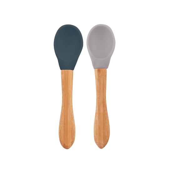OiOi Bambu Saplı 2'li Silikon Mama Kaşığı Deep Blue/Gri 01060025