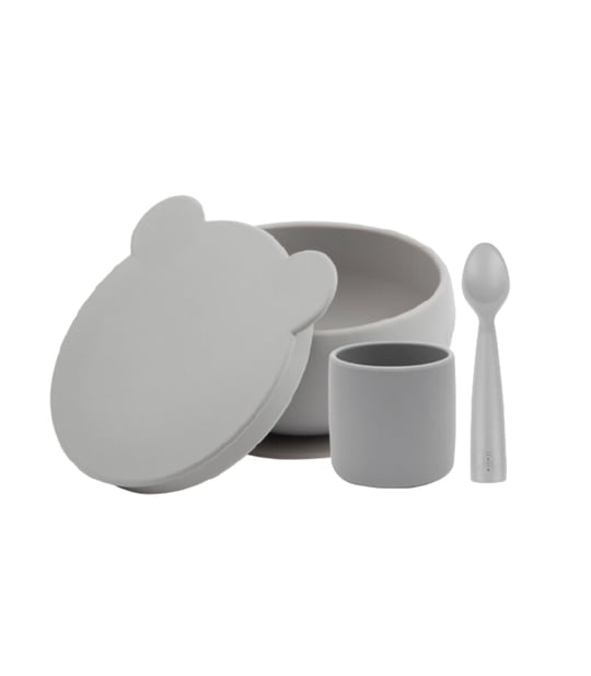 Oioi Blw Set I Silikon 3'lü Beslenme Seti Powder Grey 01070052