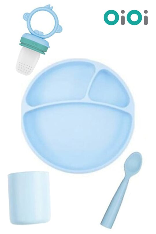 Oioi Mavi Silikon Mega Bebek Beslenme Set
