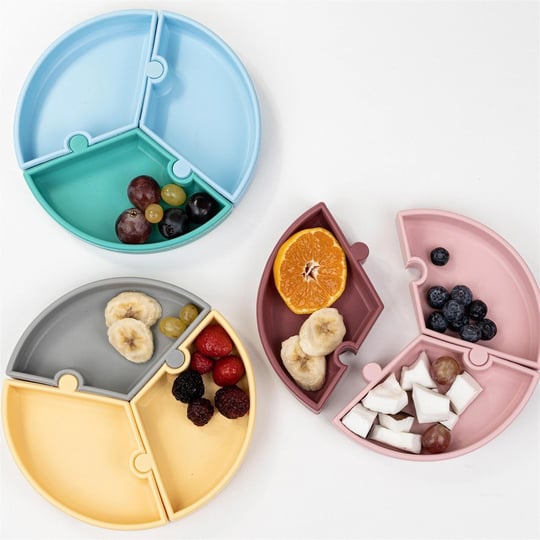 OiOi Puzzle Vakum Tabanlı Silikon Tabak Sarı/Gri 01050053