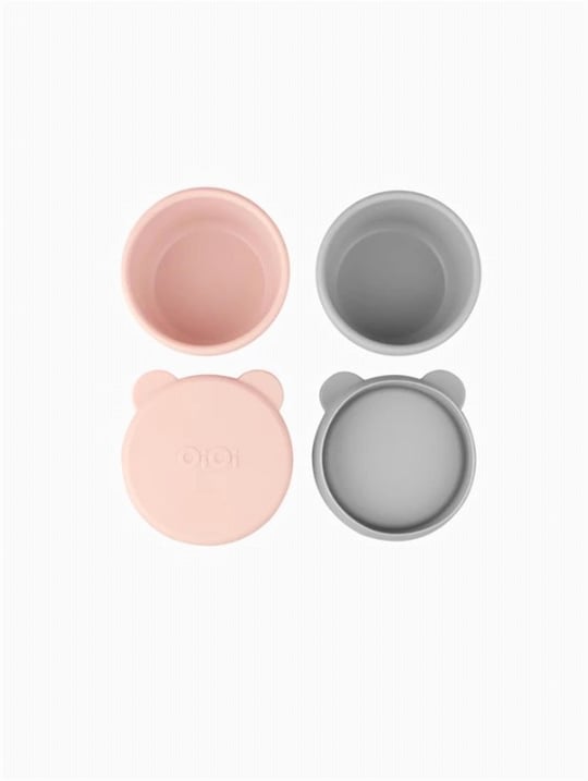 Oioi Silikon Kapaklı Mini Bites Kase 2'li Pinky Pink/Powder Grey 01400002