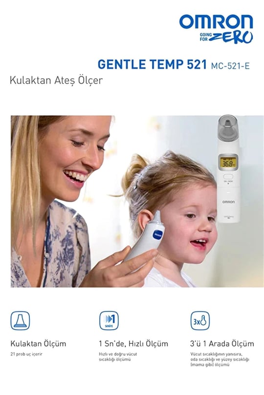 Omron Gentle Temp Işıklı Kulaktan Ateş Ölçer 521