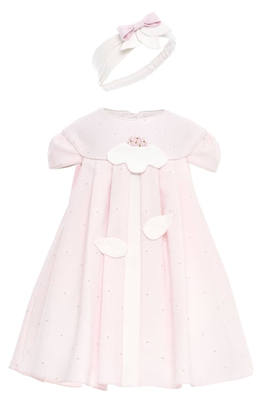 Pamina Kız Bebek Bandanalı 3D Elbise Pembe 36173