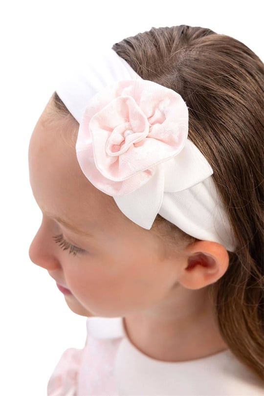 Pamina Kız Bebek Bandanalı Güpürlü Elbise Pembe 36172