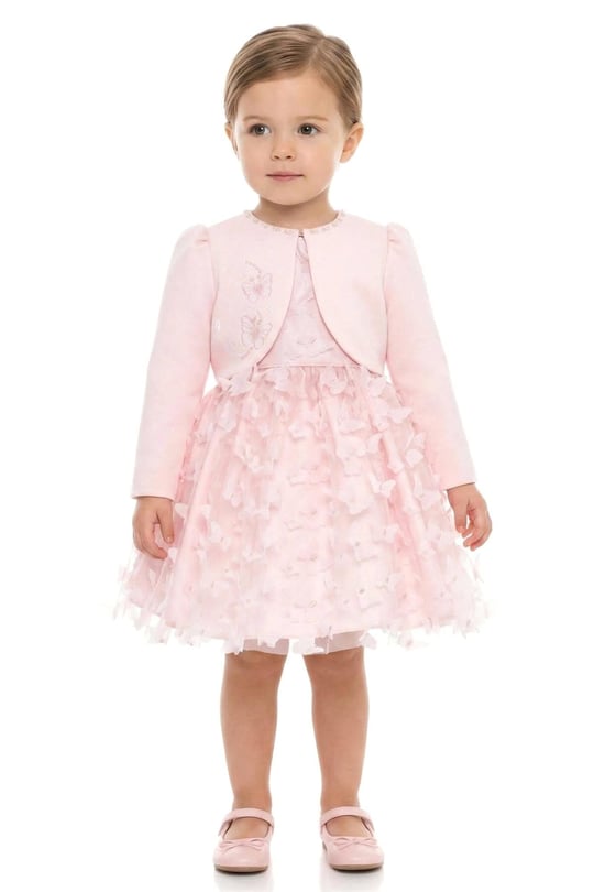 Pamina Kız Bebek Bolero Elbise Takım Pembe 36361