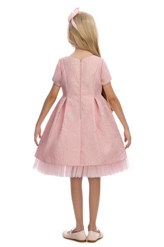 Pamina Kız Çocuk Taç Tokalı Tüllü Elbise Pembe 36190