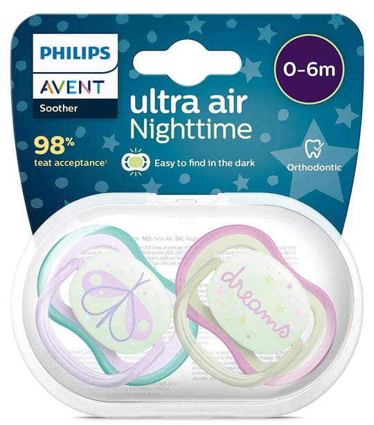 Philips Avent Ultra Air Gece 2'li Emzik Kız 0-6  Ay Scf376/19