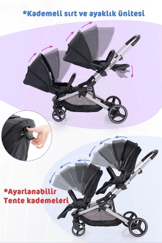 Prego 2071 İbiza Pro İKİZ BEBEK ARABASI SİYAH