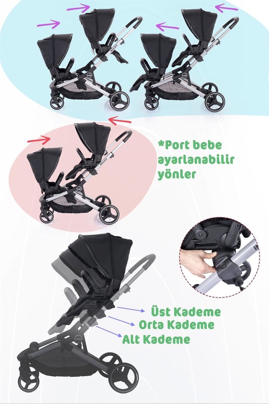 Prego 2071 İbiza Pro İKİZ BEBEK ARABASI SİYAH
