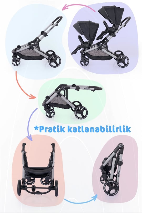 Prego 2071 İbiza Pro İKİZ BEBEK ARABASI SİYAH