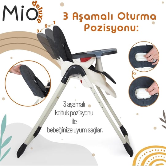 Prego 3032 Mio Deluxe Mama Sandalyesi Gri