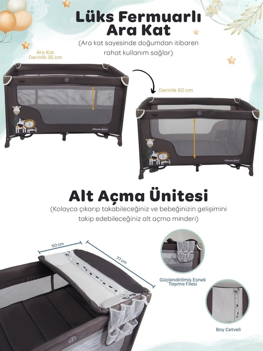 Prego Atlanta Max Oyun Parkı 70*120 Bej + Yatak Hediyeli