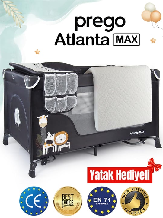 Prego Atlanta Max Oyun Parkı 70*120 Füme + Yatak Hediyeli