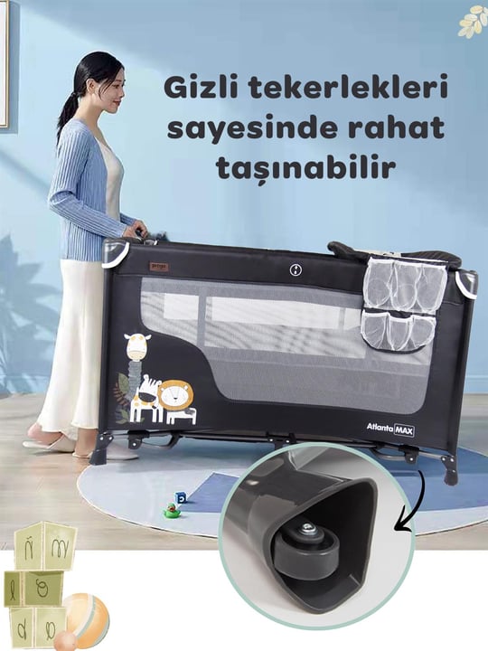 Prego Atlanta Max Oyun Parkı 70*120 Füme + Yatak Hediyeli