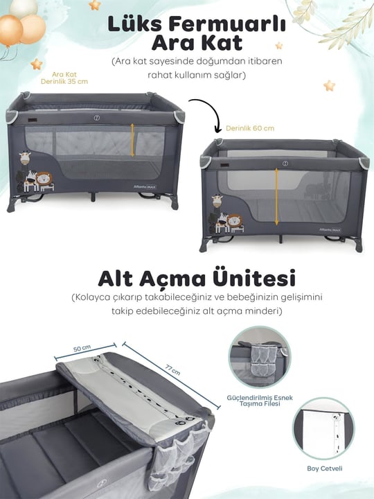 Prego Atlanta Max Oyun Parkı 70*120 Gri 8056