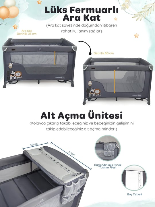 Prego Atlanta Max Oyun Parkı 70*120 Gri 8056