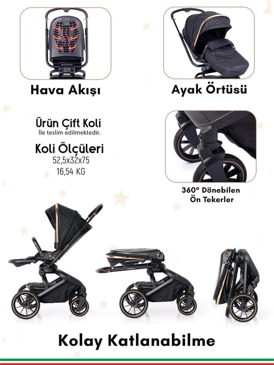 Prego Calista Travel Sistem Bebek Arabası Siyah 2045 