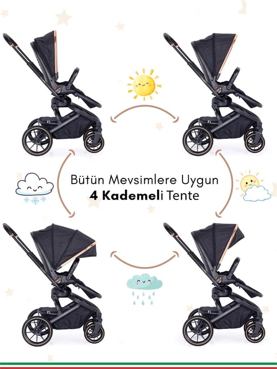 Prego Calista Travel Sistem Bebek Arabası Siyah 2045 
