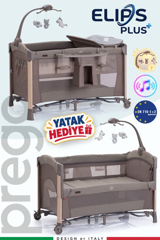 Prego Elips Plus - Yatak Hediyeli Anne Yanı Park Yatak Bej