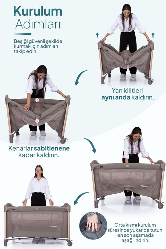 Prego Elips Plus - Yatak Hediyeli Anne Yanı Park Yatak Bej
