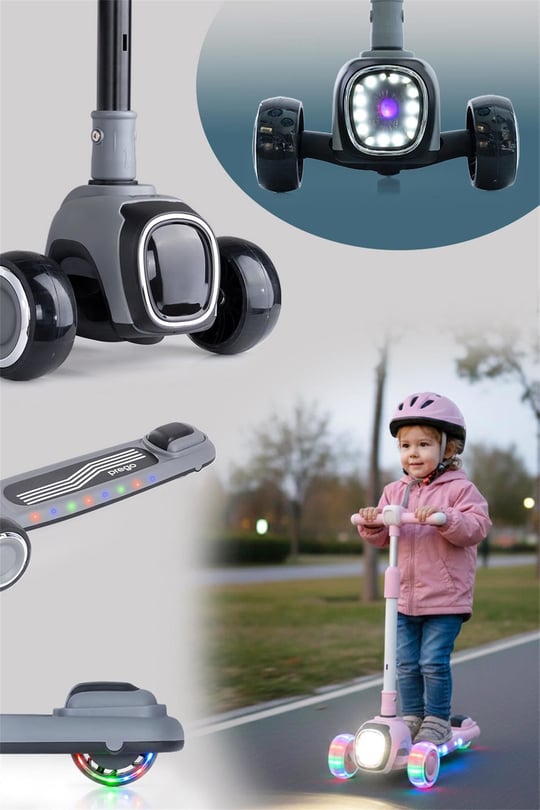 Prego Flow Müzikli Işıklı Oturaklı Scooter Gri K604