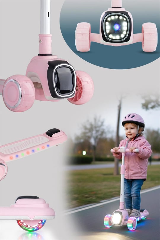 Prego Flow Müzikli Işıklı Oturaklı Scooter Pembe K604