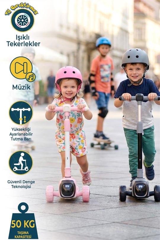 Prego Flow Müzikli Işıklı Oturaklı Scooter Yeşil K604