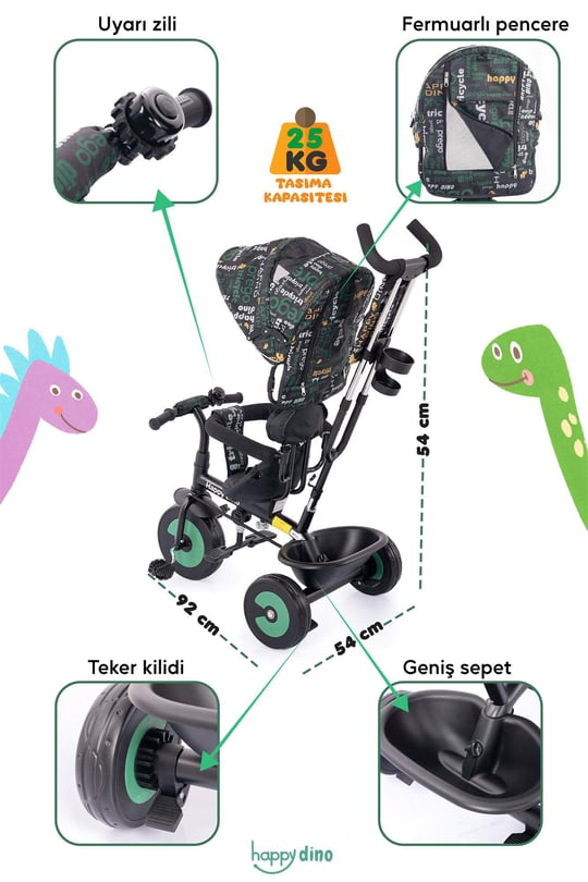 Prego Happy Dino Çocuk Bisikleti T307 Yeşil