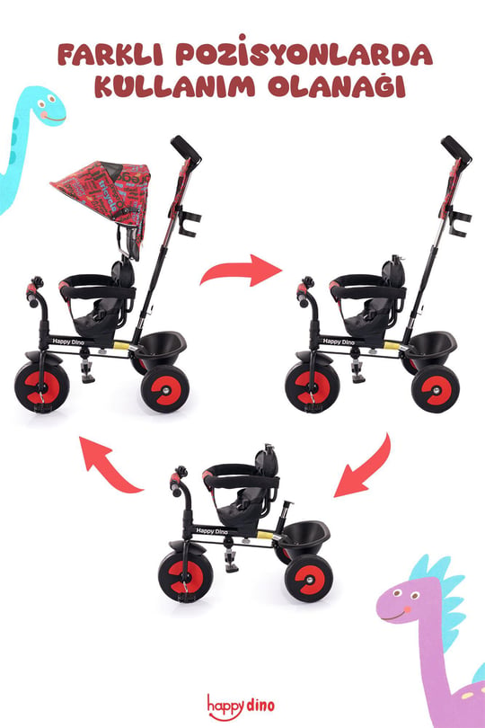 Prego Happy Dino Çocuk Bisikleti T307 Kırmızı