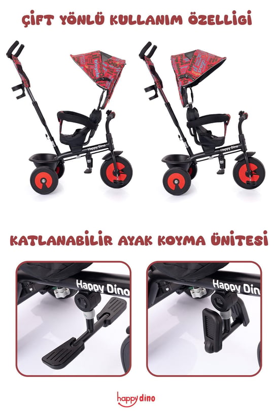 Prego Happy Dino Çocuk Bisikleti T307 Kırmızı